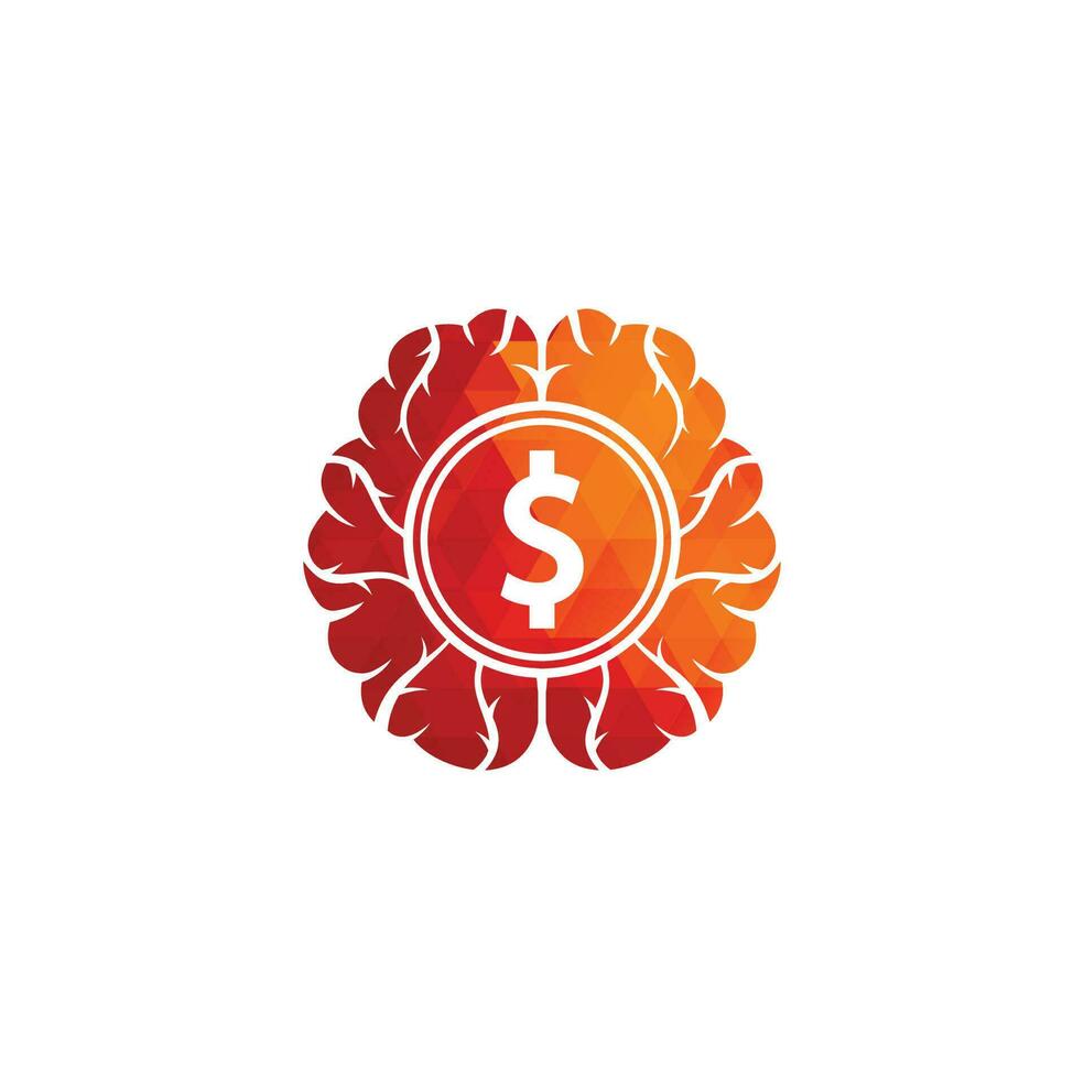 Geld-Gehirn-Symbol-Logo-Design-Element. Logo-Icon-Design für das Finanzgehirn vektor