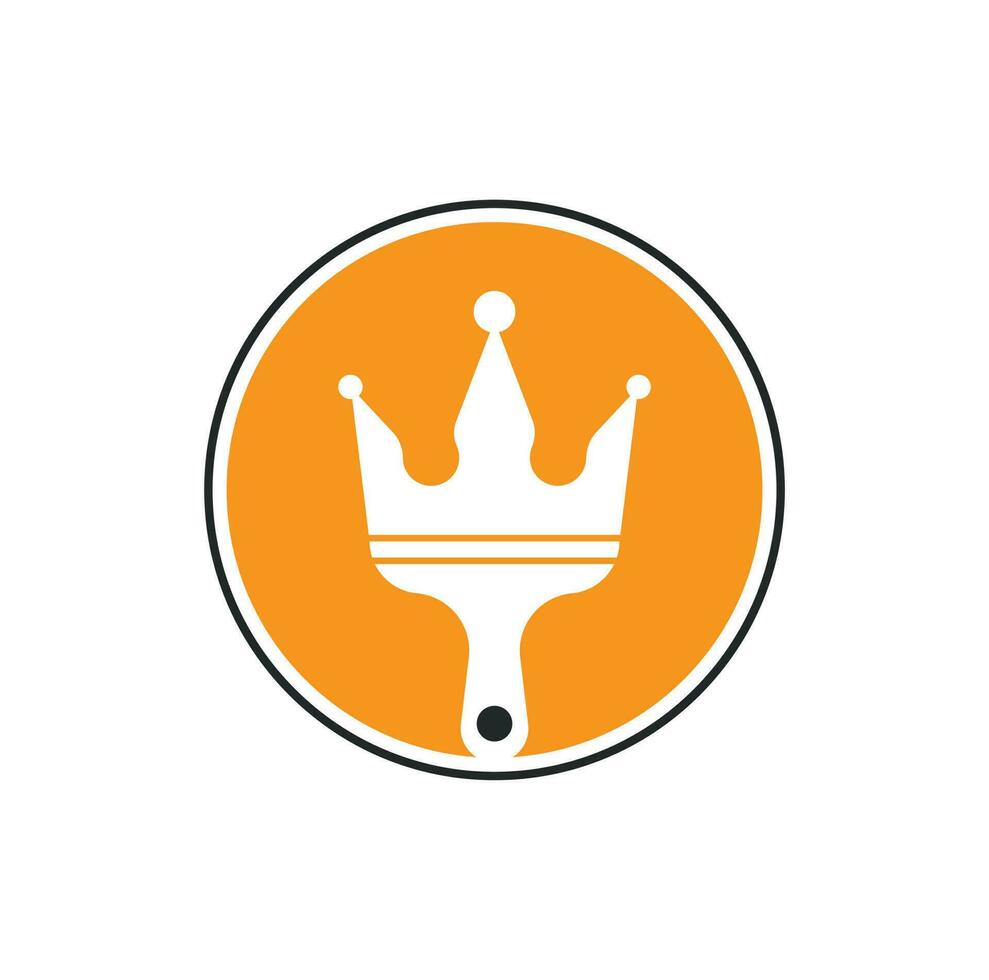 König malen Vektor-Logo-Design. Krone und Pinselsymbol. vektor