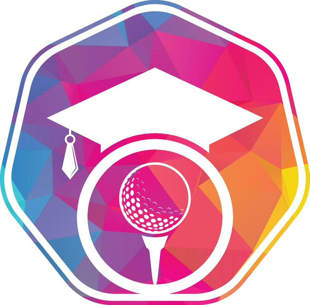 gradering hatt och golf boll logotyp design. golf skola ikon logotyp design element. golf akademi logotyp vektor ikon.