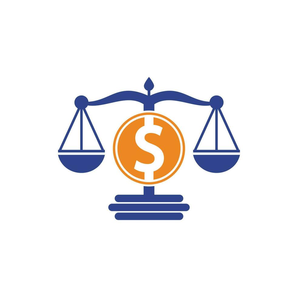 Geldskala-Vektor-Logo-Design. Finanzierungskonzept. Logo-Skala und Dollar-Symbol-Symbol. vektor