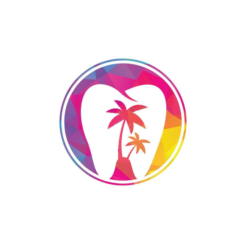 Zahnklinik Zahnmedizin Logo-Design. Zahnlogo mit dem Konzept der tropischen Insel. vektor