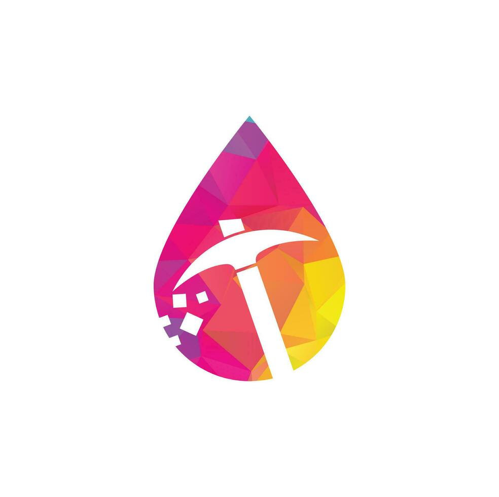 Bergbau-Tropfenform-Konzept-Logo-Design. Designvorlage für das Logo der Bergbauindustrie. vektor