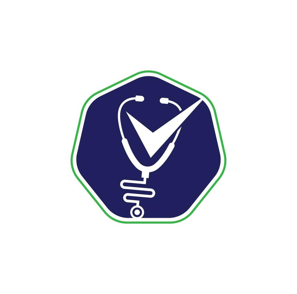 Entwurfsvorlage für das Gesundheitscheck-Logo. Stethoskop-Symbol mit Checklistenform. medizinische Check-up-Logo-Design-Vektor-Vorlage vektor