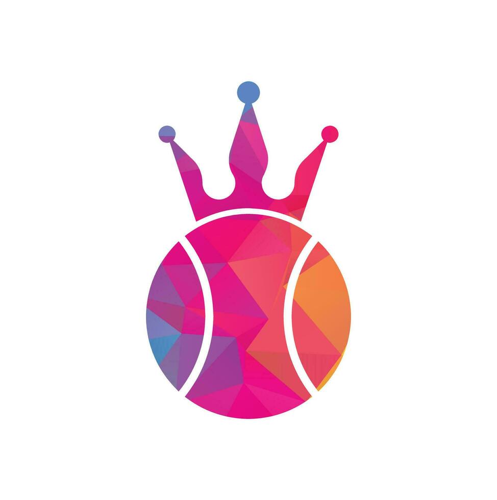 Tennis-König-Vektor-Logo-Design. Entwurfsvorlage für Tennisball- und Kronensymbole. vektor