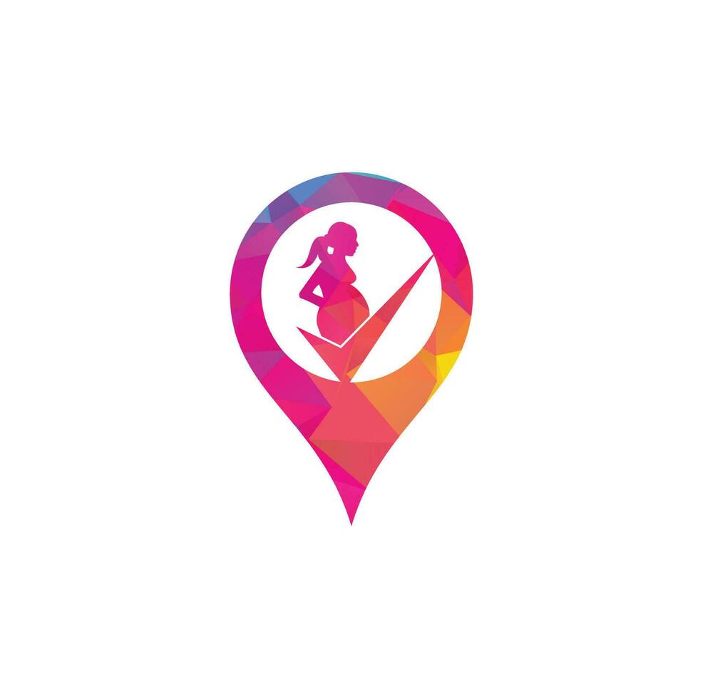 kolla upp graviditet gps logotyp design. gravid logotyp symbol mall design vektor. vektor