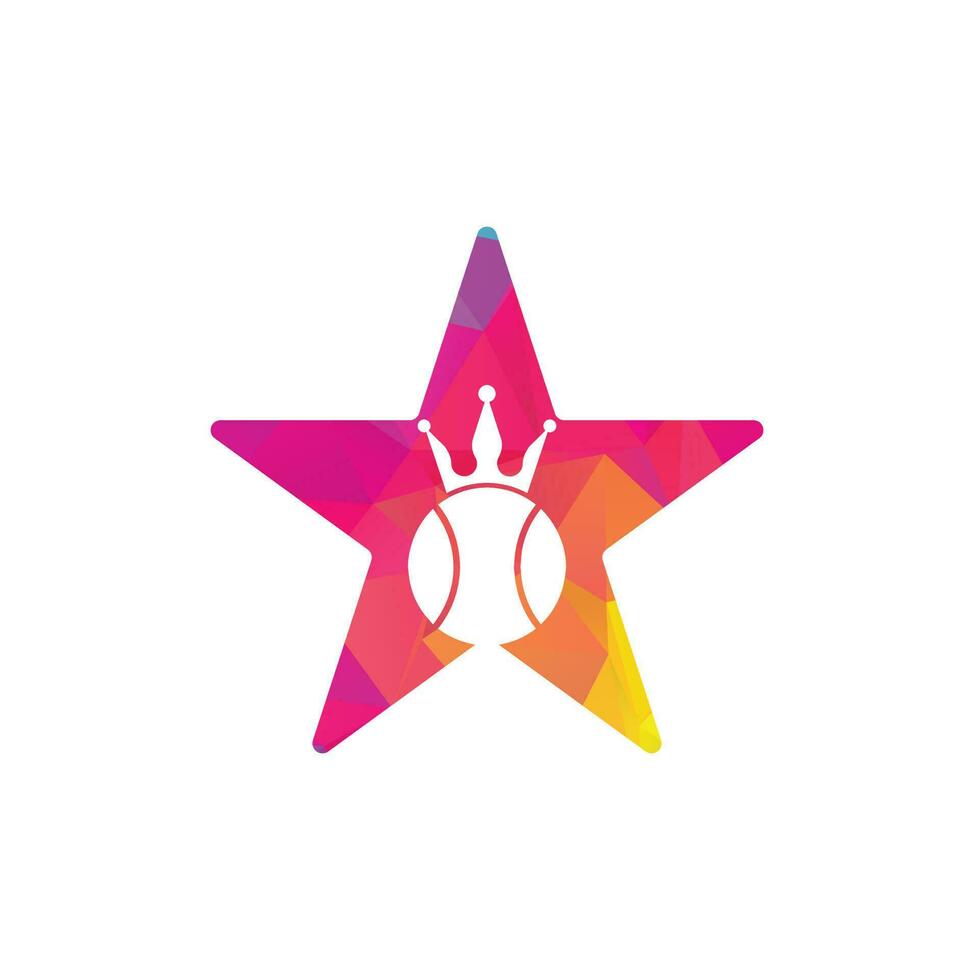 tennis kung stjärna form begrepp vektor logotyp design. tennis boll och krona ikon design mall.