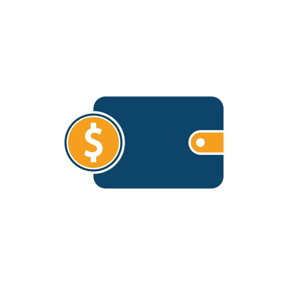 Geldbeutel-Logo-Design. Geldbeutel-Logo-Symbol. Brieftasche mit Dollar-Logo-Vorlagenvektor vektor