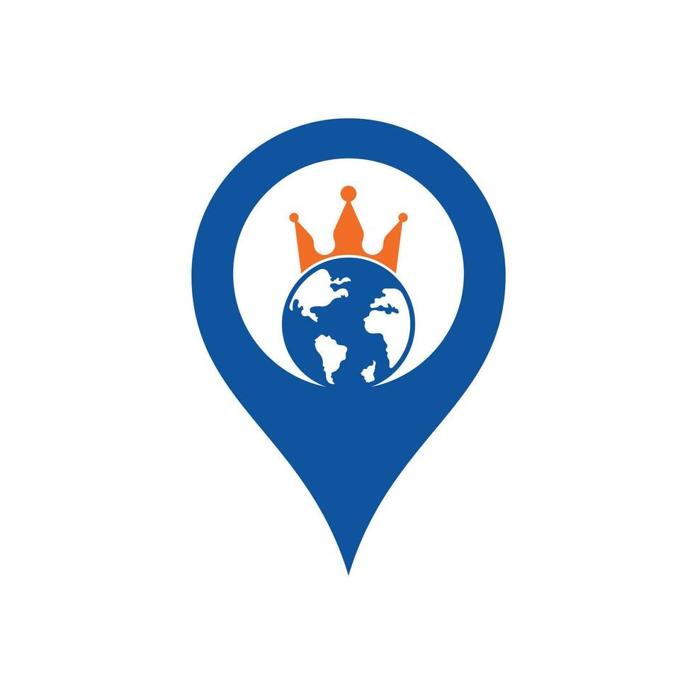 König Planet gps Form Konzept Vektor-Logo-Design. Globus-König-Logo-Icon-Design. vektor