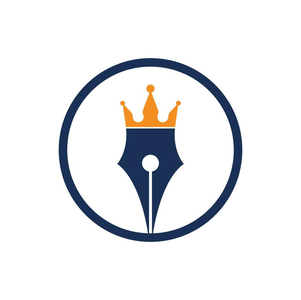 King-Pen-Vektor-Logo-Design. Royal Pen Crown Logo-Design-Vektor-Vorlage. vektor