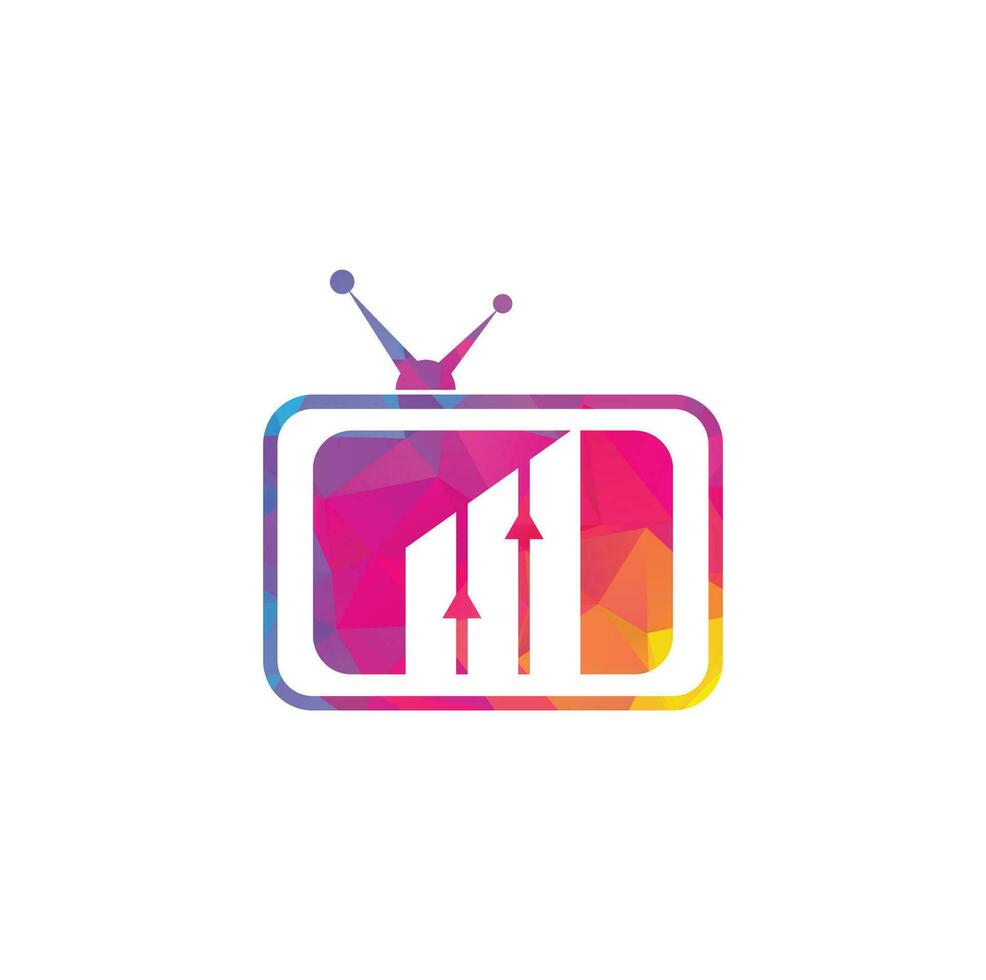 finansiera TV logotyp design mall. TV Diagram logotyp design vektor illustration.