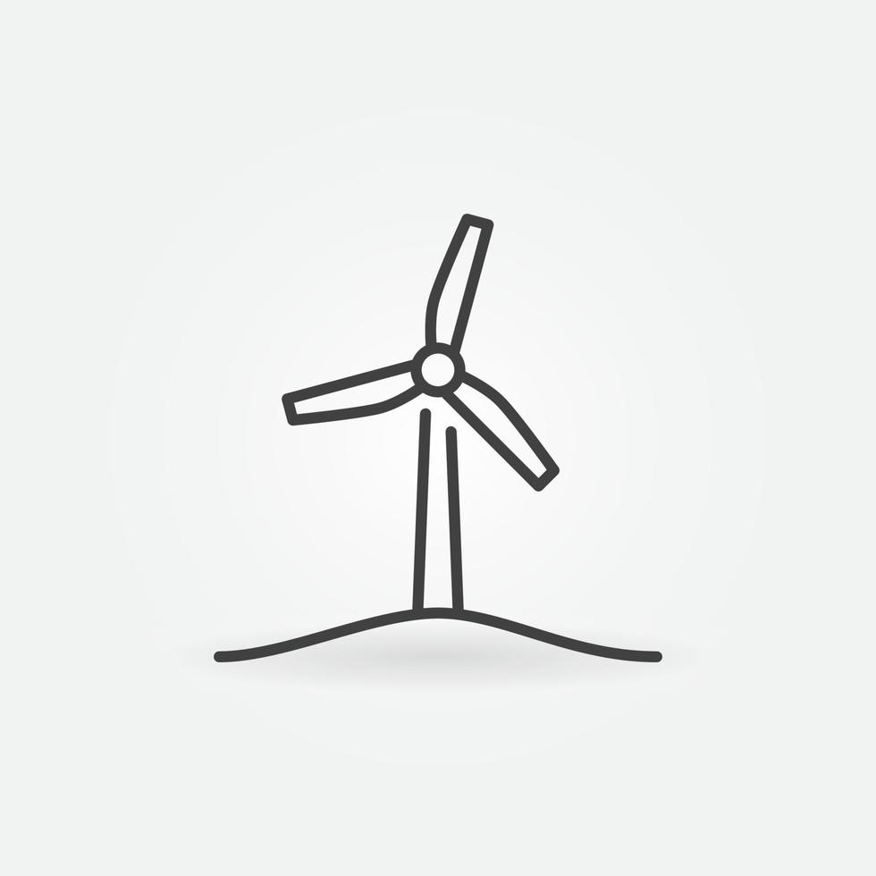 Minimales Symbol für Windturbinenvektor im dünnen Linienstil vektor