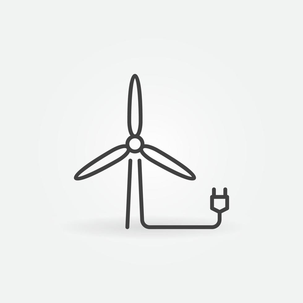 Windkraftanlage mit Plug Outline Vektor Konzept Symbol