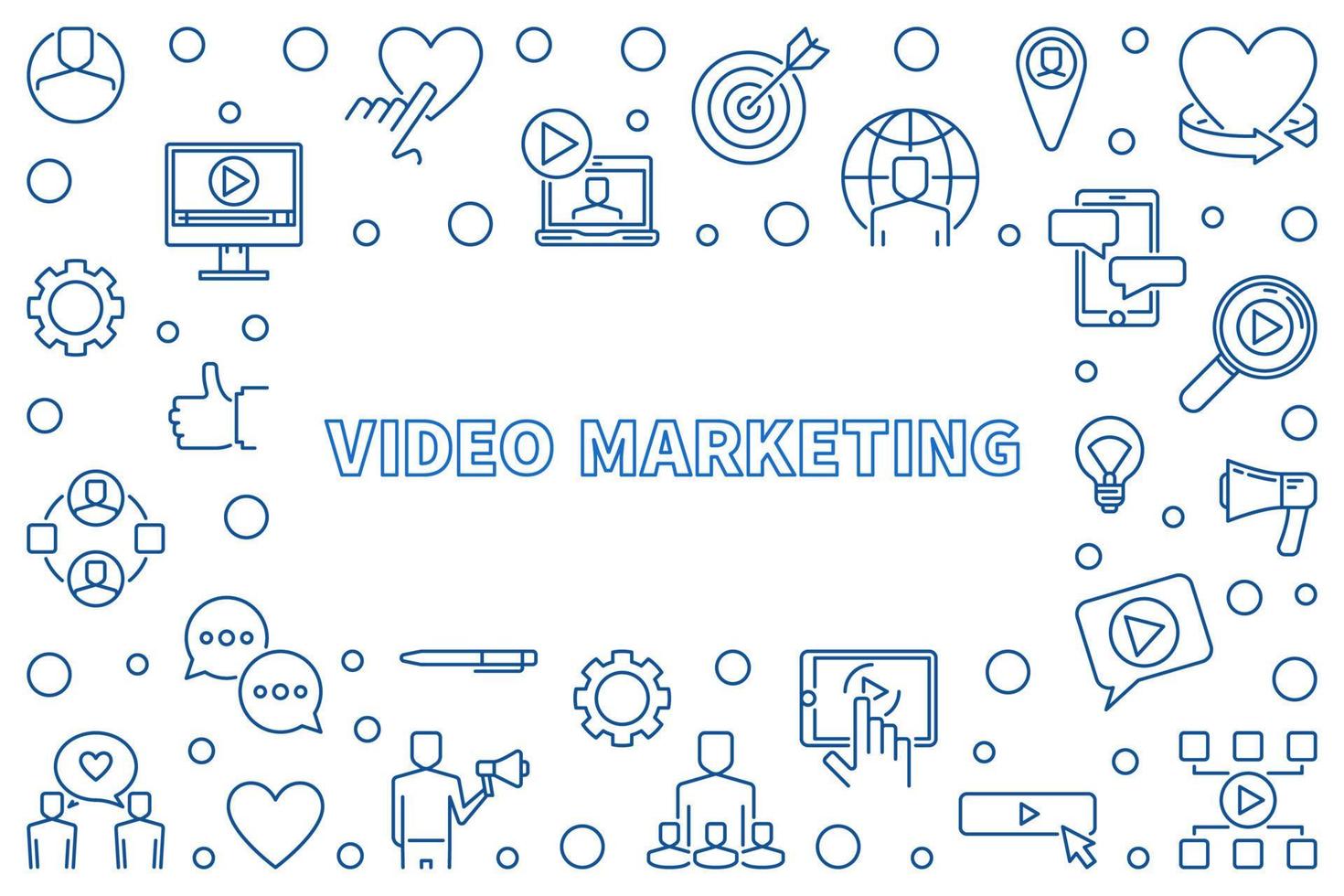 lineare Illustration des Videomarketing-Vektors oder horizontaler Rahmen vektor