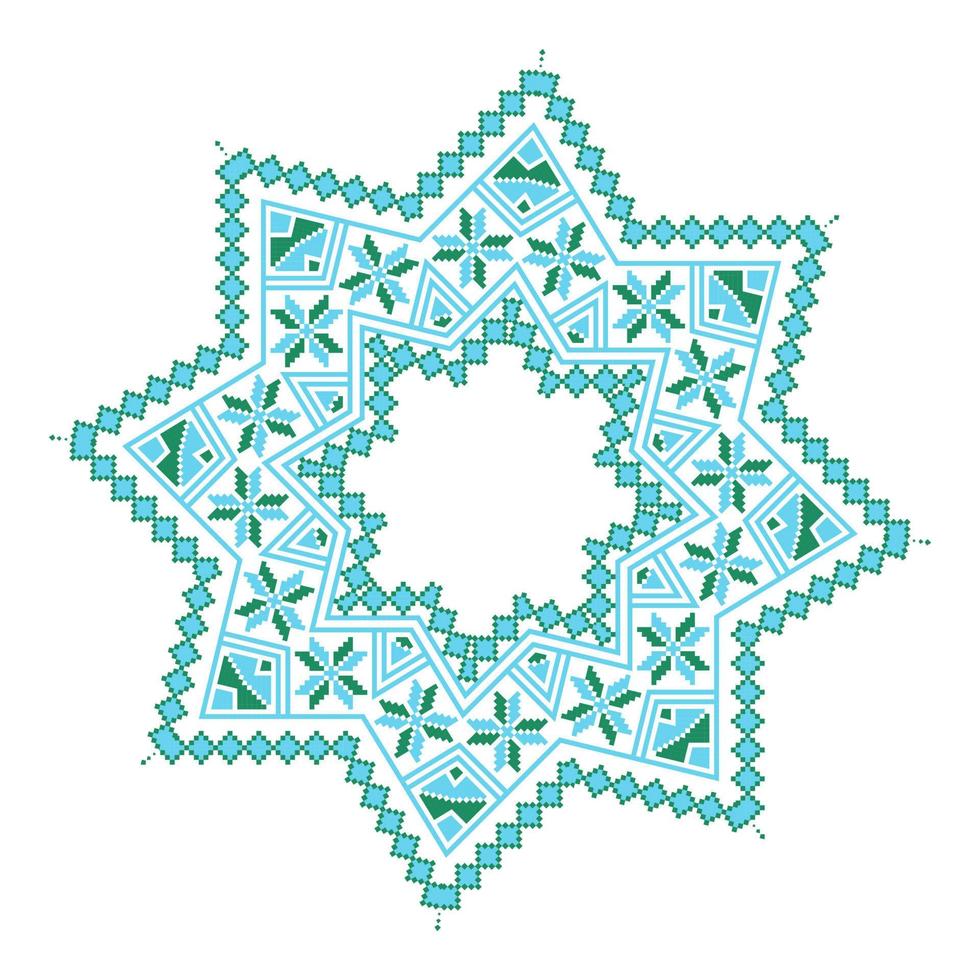 ethnische Ornament Mandala geometrische Muster in blauen und grünen Farben vektor