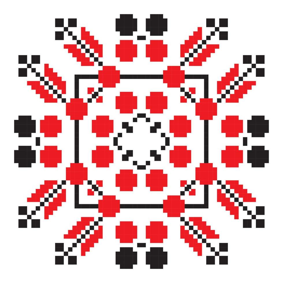etnisk prydnad mandala geometrisk mönster i röd Färg vektor