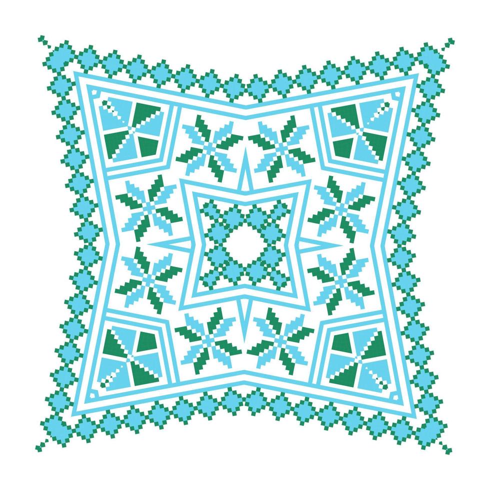 ethnische Ornament Mandala geometrische Muster in blauen und grünen Farben vektor