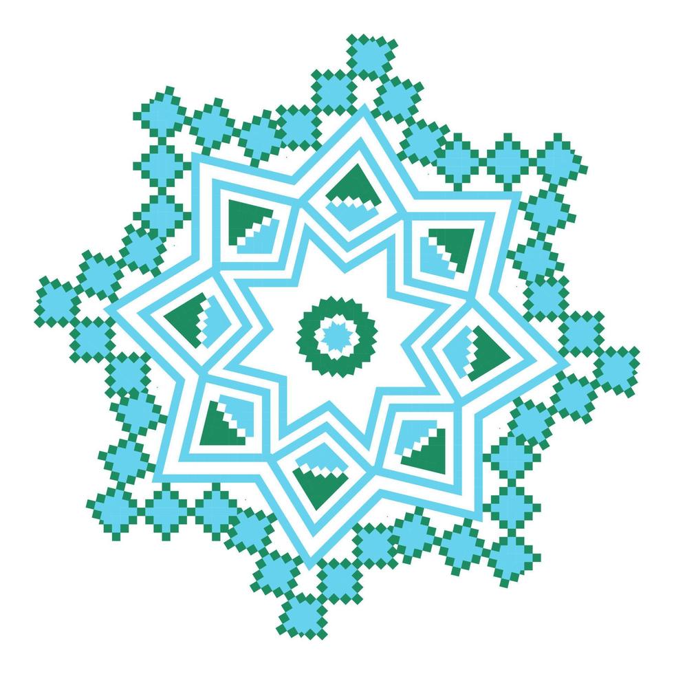 etnisk prydnad mandala geometrisk mönster i blå och grön färger vektor