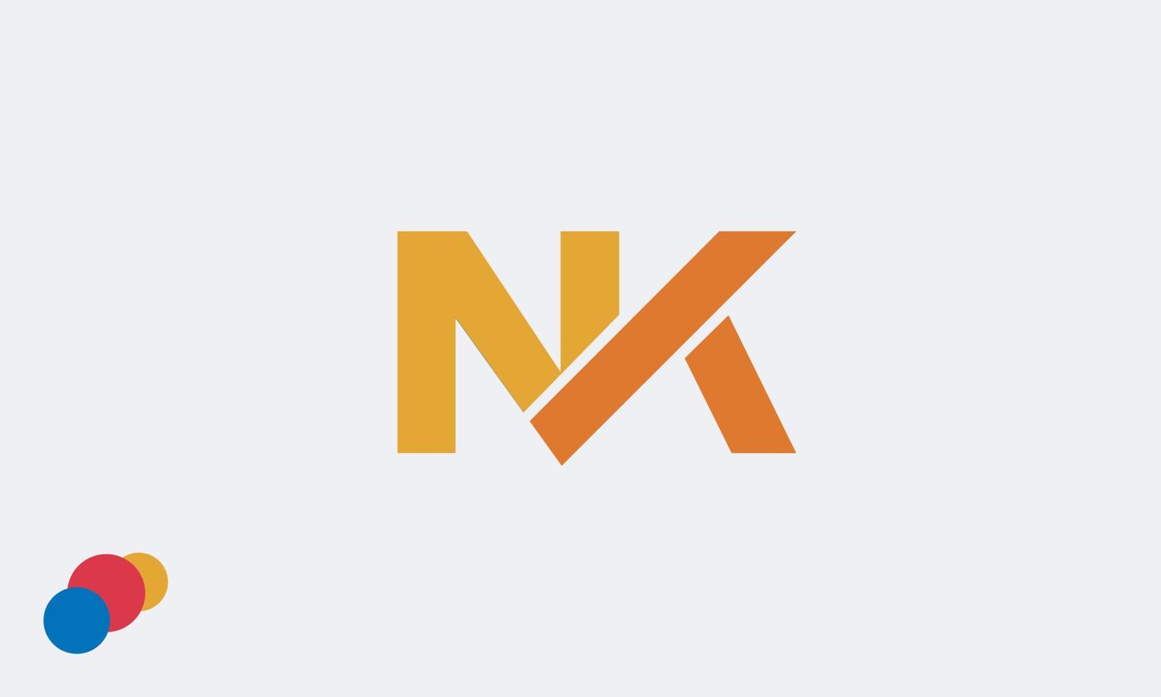 alfabetet bokstäver initialer monogram logotyp nk, kn, n och k vektor