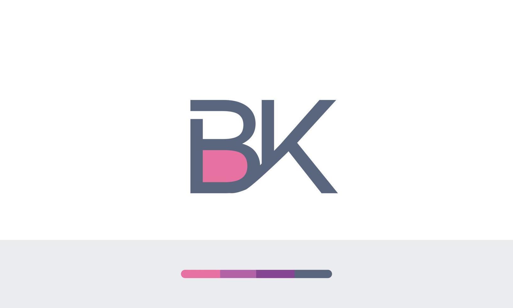 alfabetet bokstäver initialer monogram logotyp bk, kb, b och k vektor