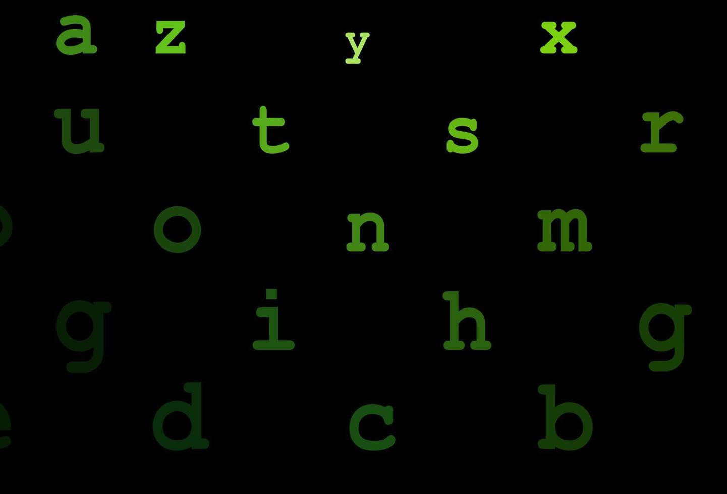 mörkgrön vektorbakgrund med tecken på alfabetet. vektor