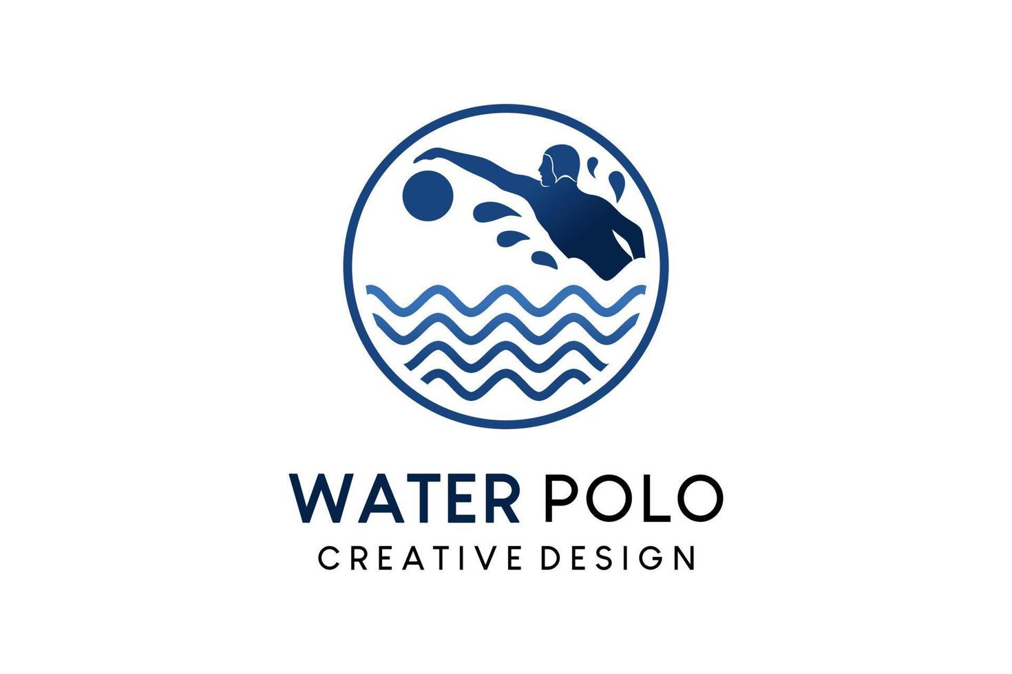 Wasserball-Logo-Design, einfache Vektorillustration von Silhouetten von Menschen, die auf Wellen Ball spielen vektor