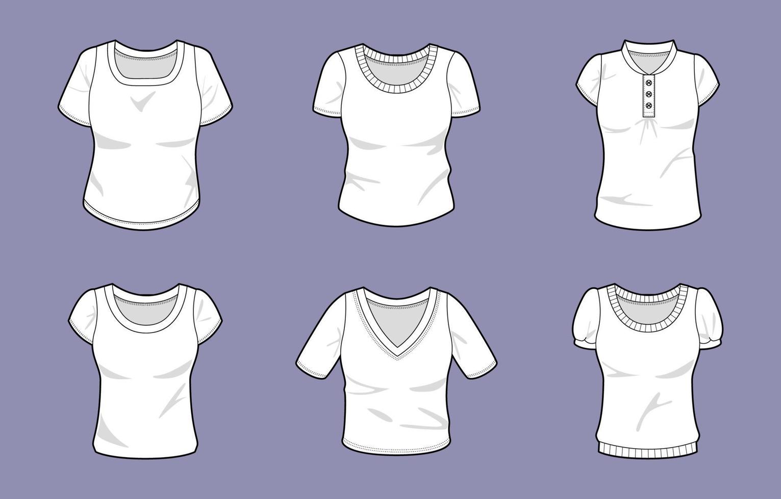 Mock-up-Kollektion für Damen-T-Shirts vektor