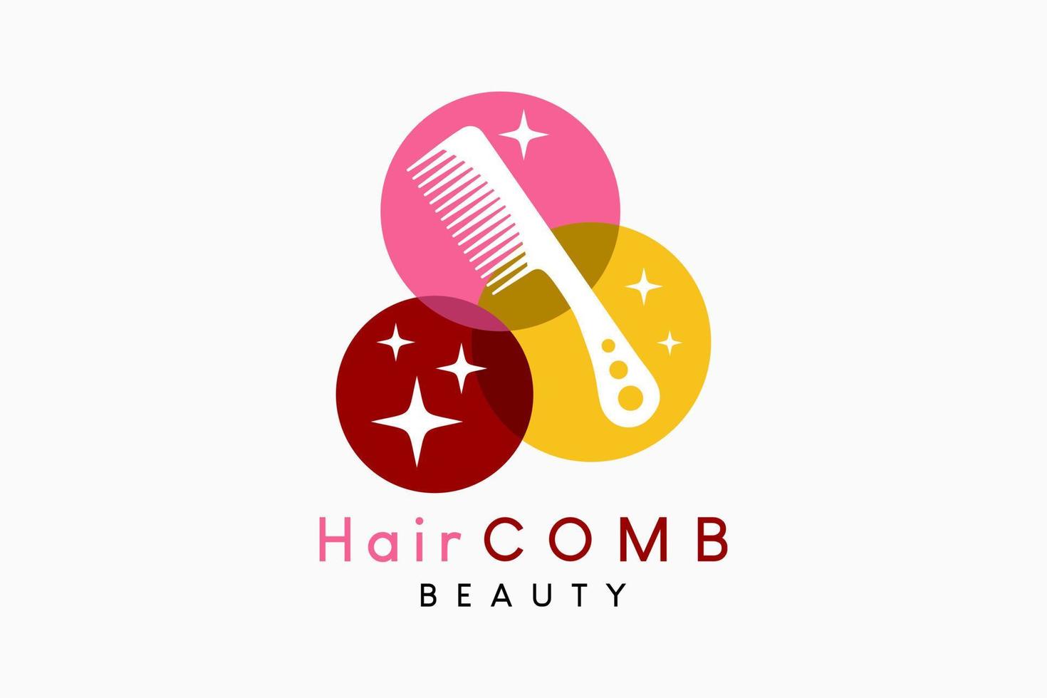 hår hårkam logotyp design med silhuett i tre färgrik prickar vektor
