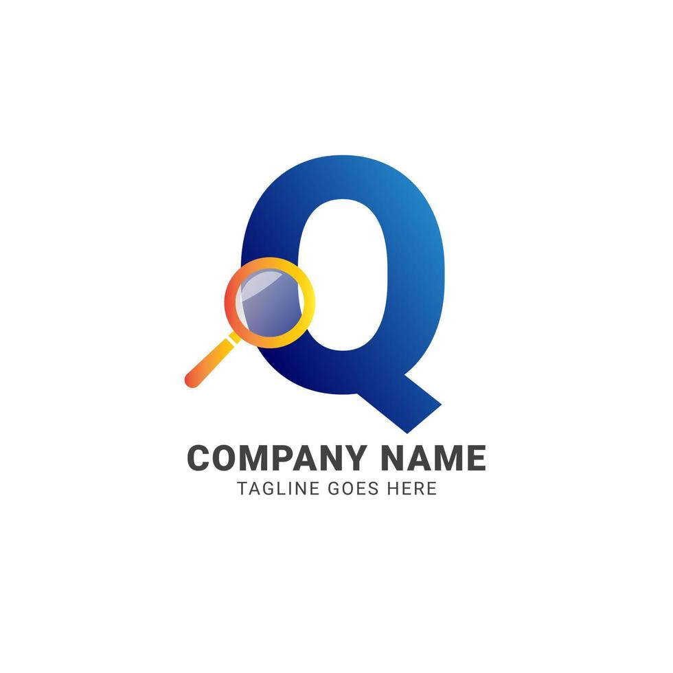 brev q förstorande glas företag logotyp vektor design element