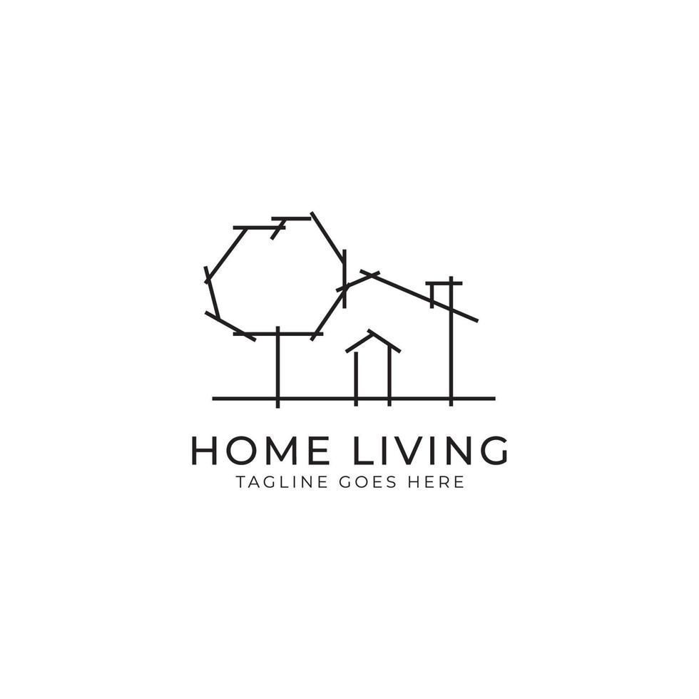 abstrakt minimalistisk enkel linje hus och träd logotyp för Hem arkitektur och fast egendom ombud vektor
