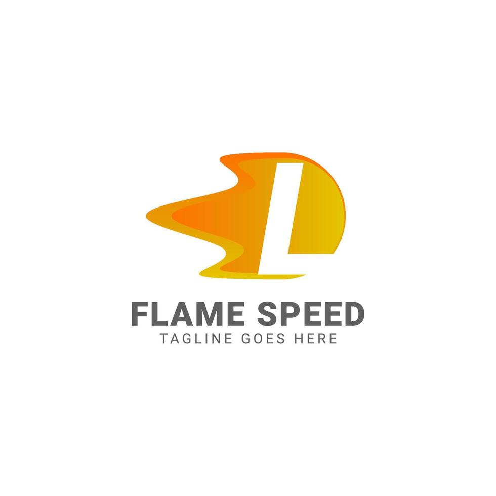 Buchstabe l Flammengeschwindigkeitsvektor-Logo-Design vektor