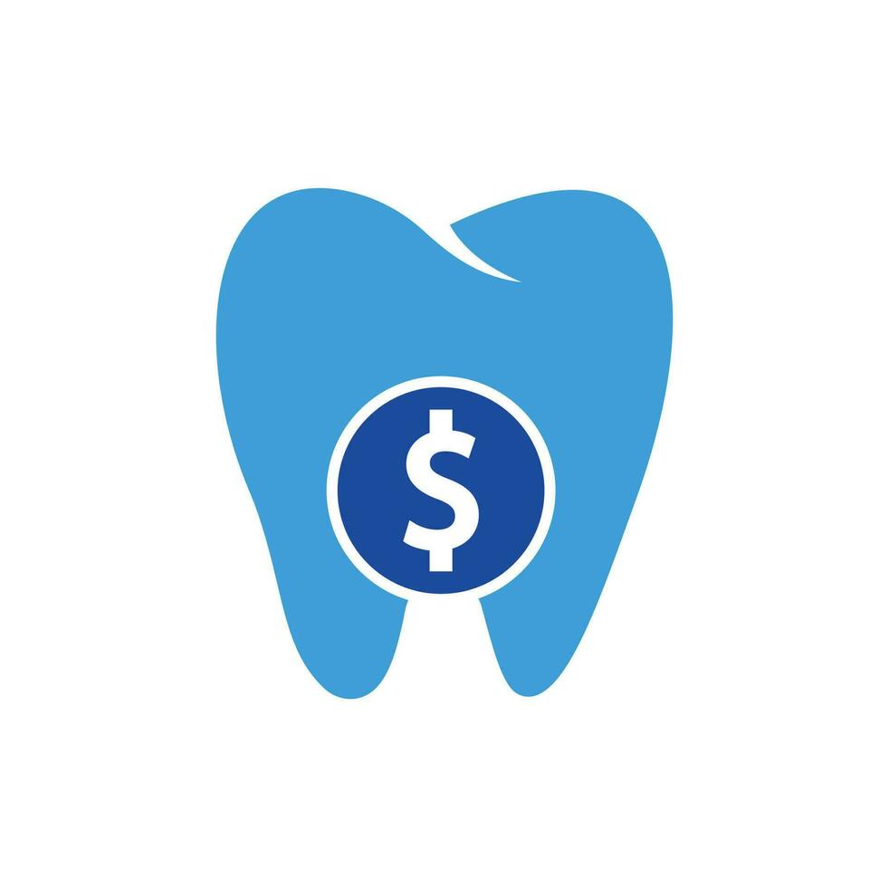 Dental-Dollar-Logo-Vektor. Vektorsymbol für Zahn und Dollarmünze. Zahnsparsymbol, Logoillustration. vektor