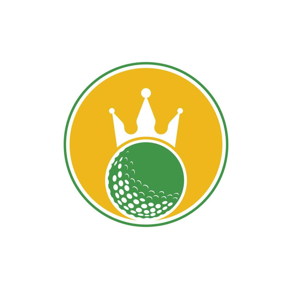 King Golf-Vektor-Logo-Design. Golfball mit Kronenvektorsymbol. vektor