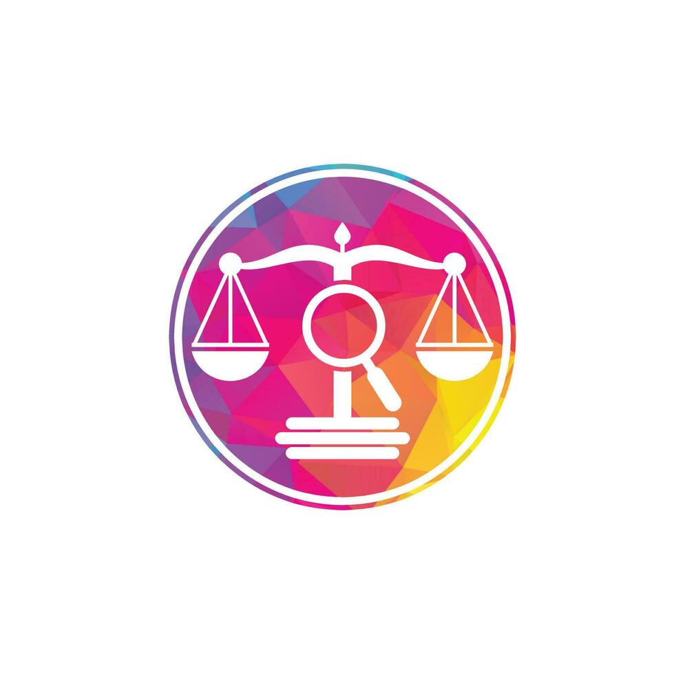 Finden Sie Gerechtigkeitslogo-Vektorvorlage, kreative Logo-Designkonzepte für Anwaltskanzleien. Logo der Anwaltskanzlei Lupe vektor