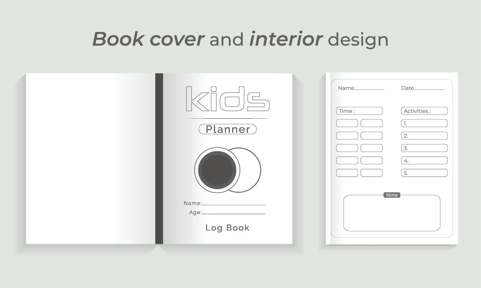 Kinderplaner Logbucheinband und Innenausstattung vektor