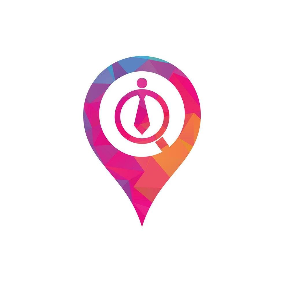 Job-GPS-Shape-Konzept-Logo-Design-Vektor. Symbol für die Jobsuche mit Lupe, Symbol für die Einstellung von Personen auswählen. Job- oder Mitarbeiterlogo vektor