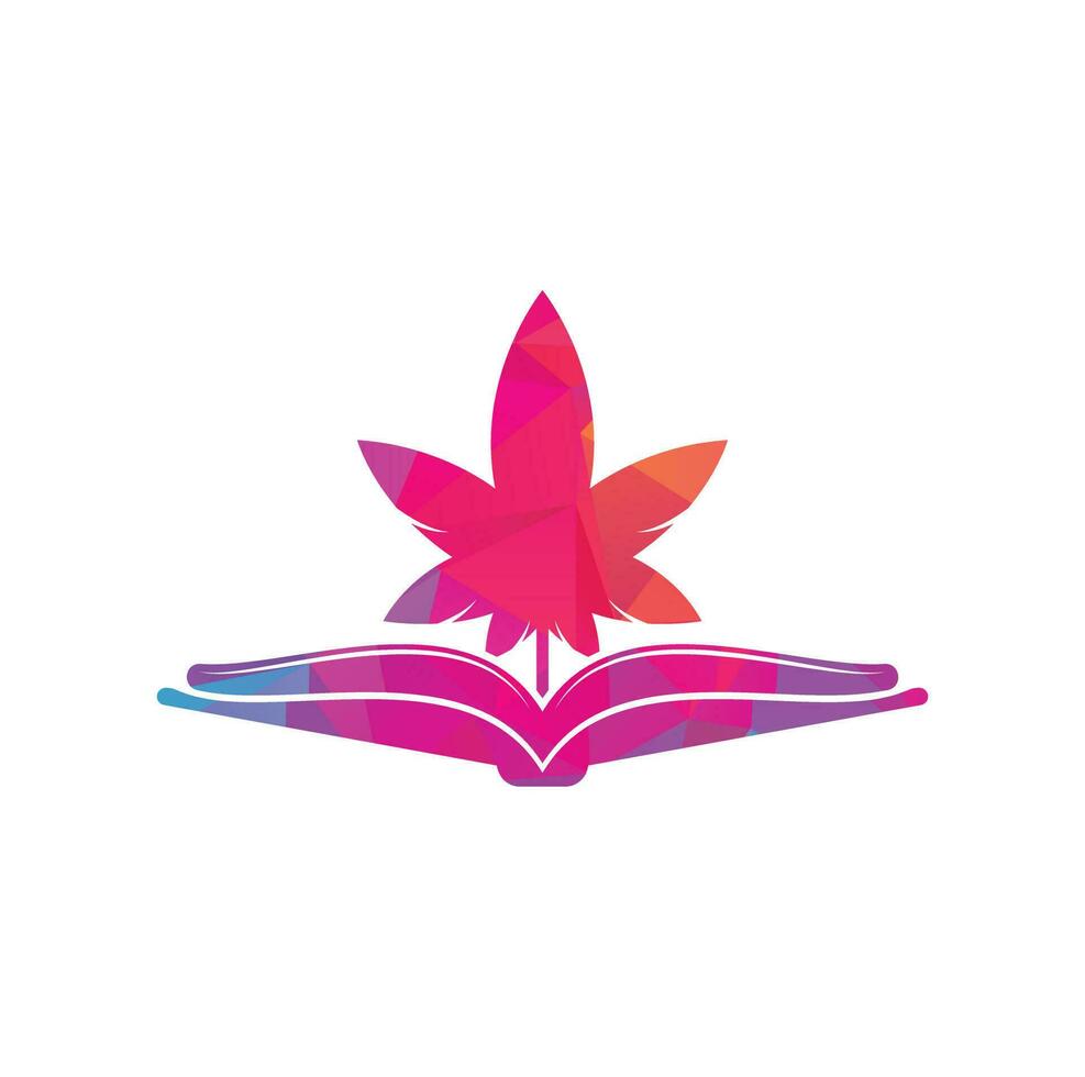 Buch- und Marihuana-Symbol-Logo-Vorlage. geeignet für die medizinische Ausbildung. vektor