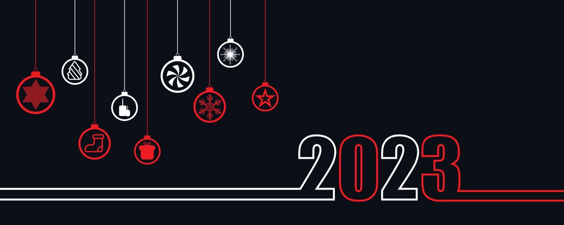 frohes neues jahr 2023, 2023 frohes neues jahr ereignis frohes neues jahr hintergrundillustration weihnachten banner hintergrund weihnachtsdesign vektor