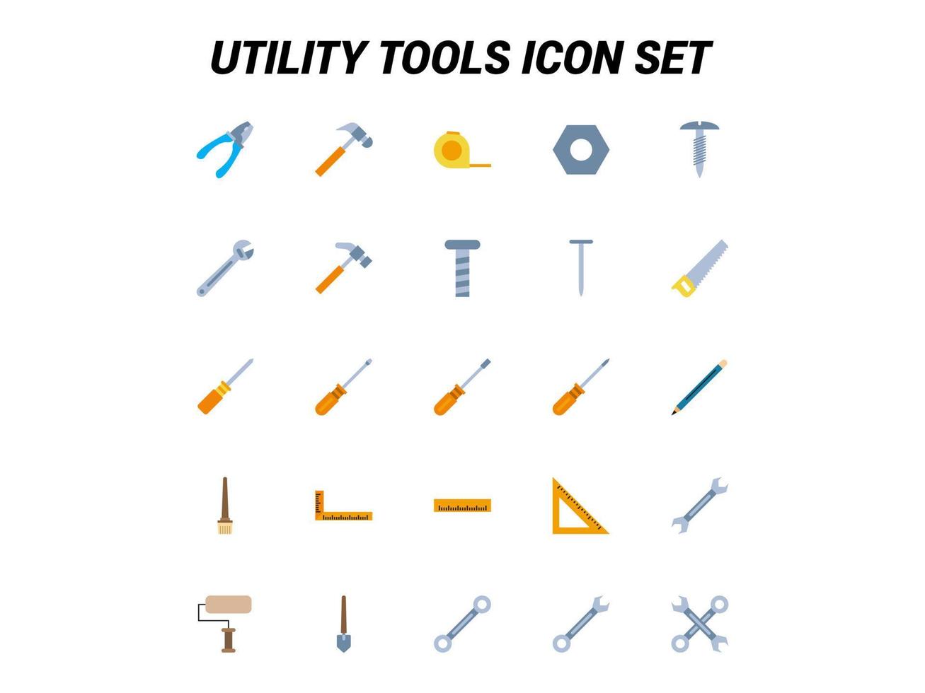 Utility Tools Set Vektor für Website, ui Essential, Symbol, Präsentation