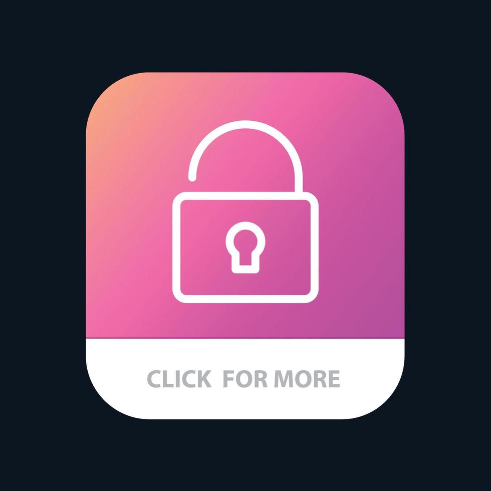 låsa upp låsa säkerhet mobil app knapp android och ios linje version vektor