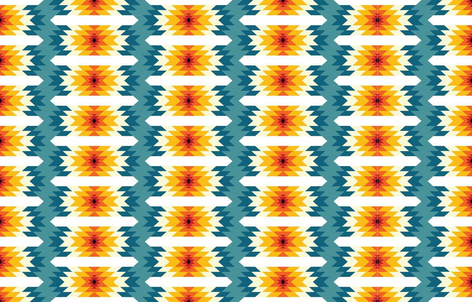 geometrisches ethnisches orientalisches Ikat nahtloses Muster traditionelles Design für Hintergrund, Teppich, Tapete, Kleidung, Verpackung, Batik, Stoff, buntes Muster, Vektorillustration. Stickstil. vektor