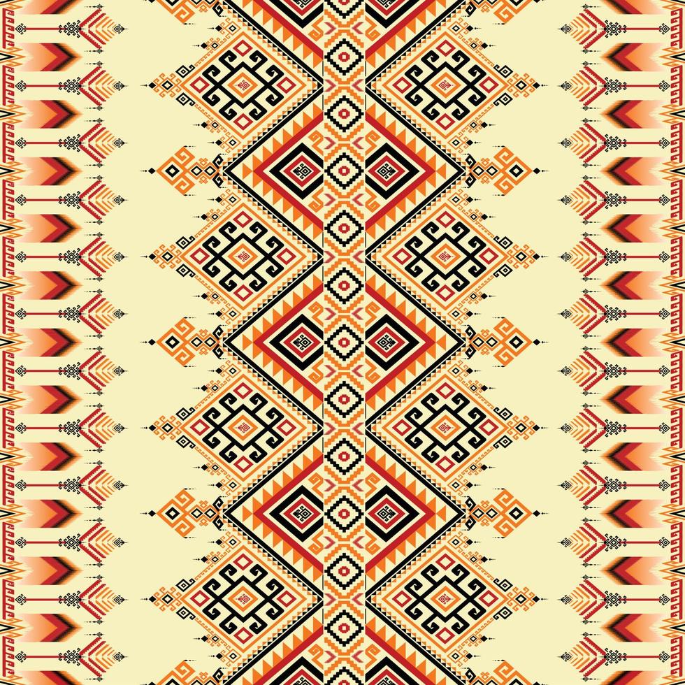 geometrisches ethnisches orientalisches Ikat nahtloses Muster traditionelles Design für Hintergrund, Teppich, Tapete, Kleidung, Verpackung, Batik, Stoff, buntes Muster, Vektorillustration. Stickstil. vektor