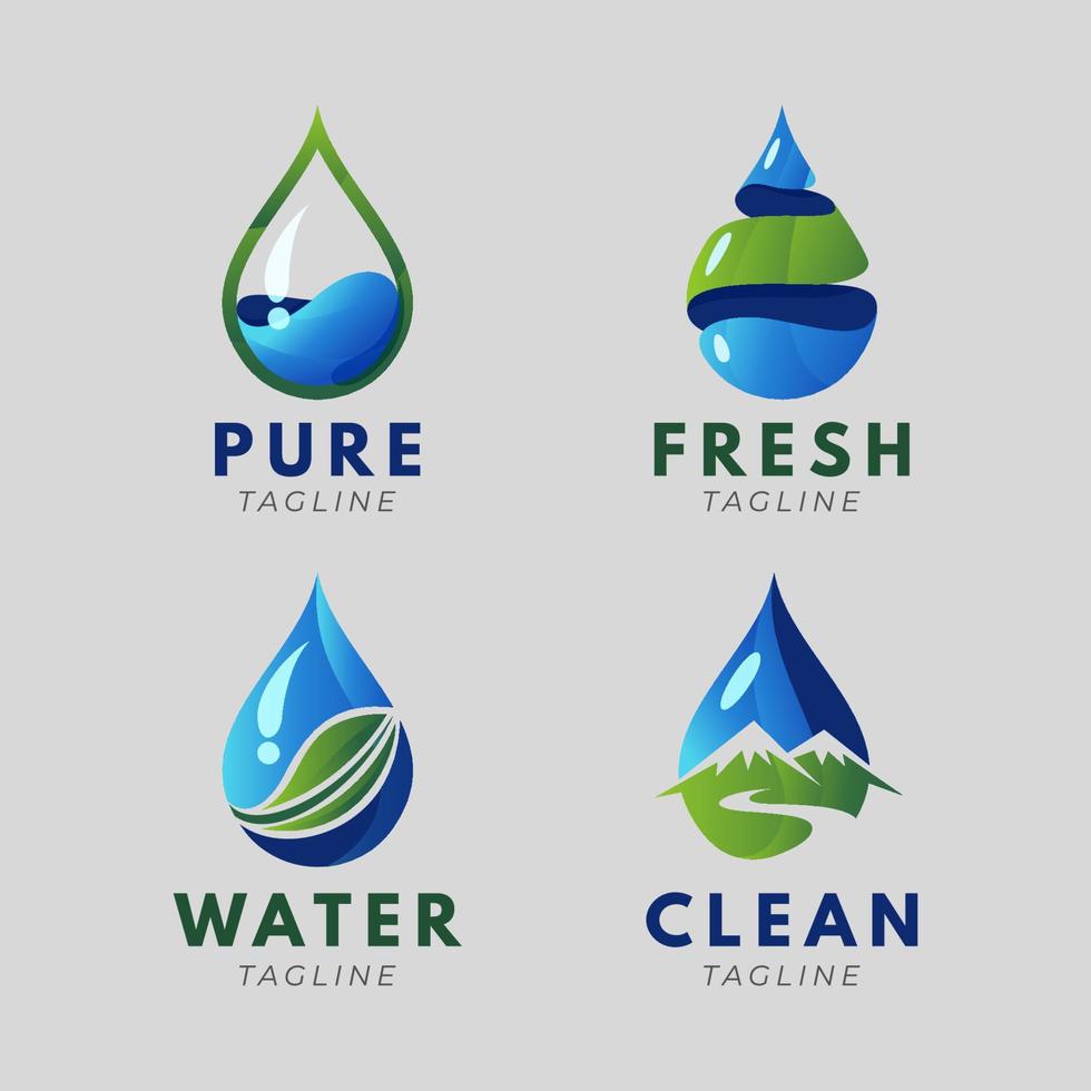 lutning vatten släppa logotyp samling vektor