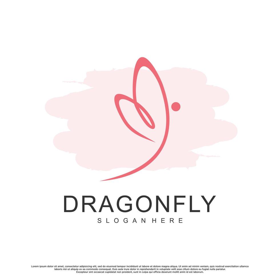 minimalistisches Icon-Schmetterlings- oder Libellen-Logo-Design mit einzigartigem Konzept-Premium-Vektor vektor