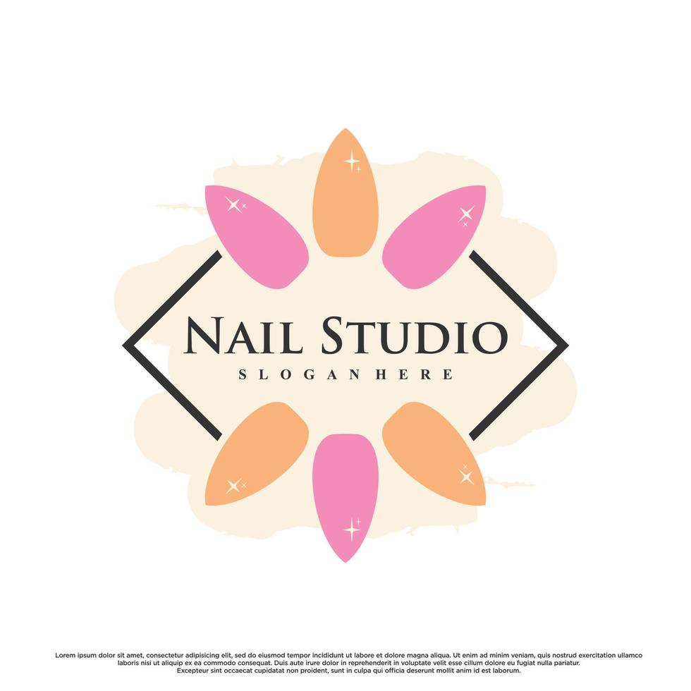 Nagelkunst oder Nagellack für Beauty-Logo-Design mit einzigartigem Konzept-Premium-Vektor vektor