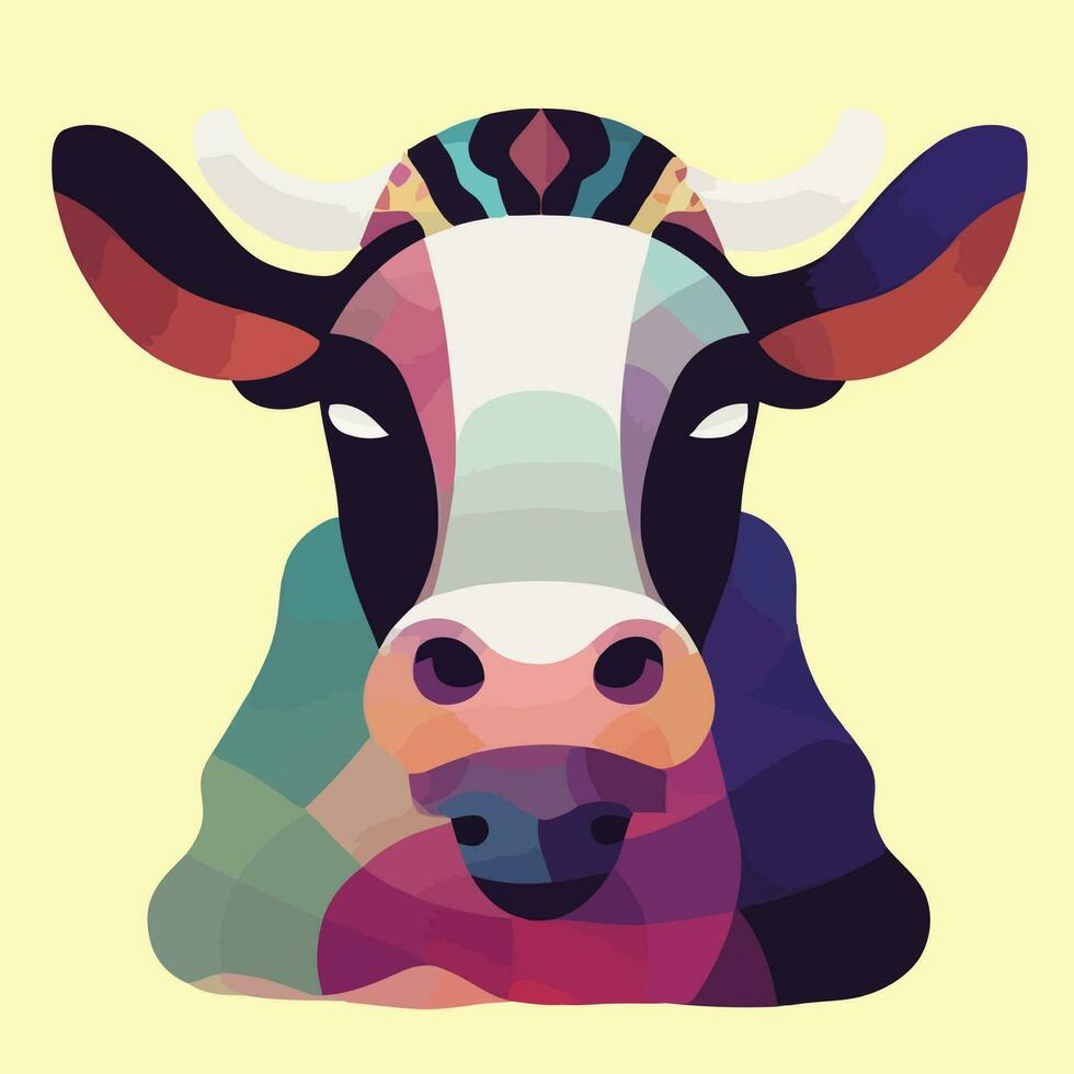 Illustrationsvektor der bunten Kuh isoliert gut für Poster, Maskottchen, Logo oder Druck vektor
