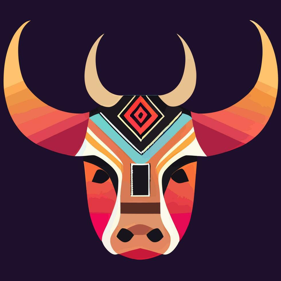 Illustrationsvektorgrafik der Kuh im Stammes-Ethno-Stil gut für Logo, Symbol, Maskottchen, Druck oder passen Sie Ihr Design an vektor