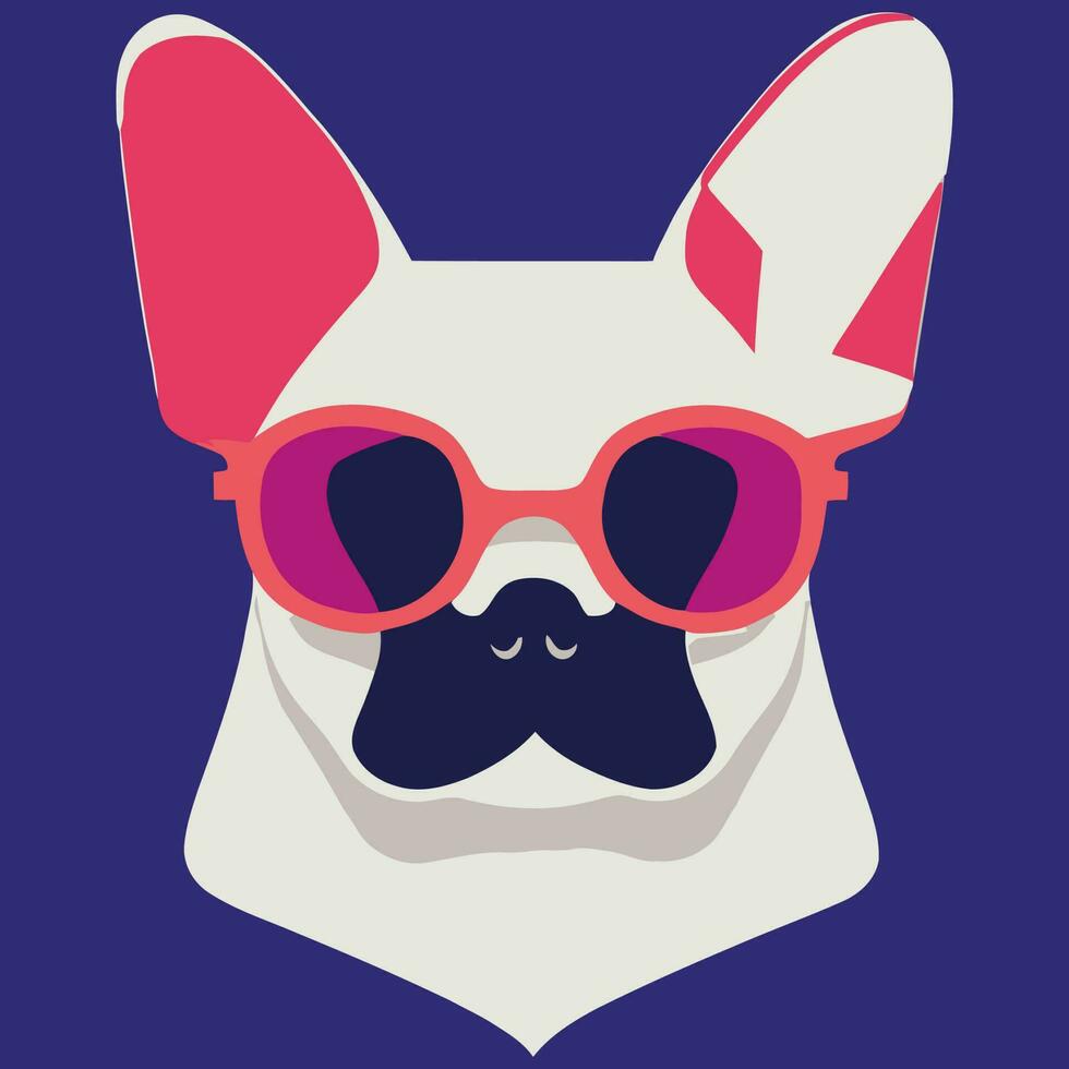 Illustrationsvektorgrafik der bunten französischen Bulldogge mit Sonnenbrille isoliert gut für Logo, Symbol, Maskottchen, Druck oder passen Sie Ihr Design an vektor