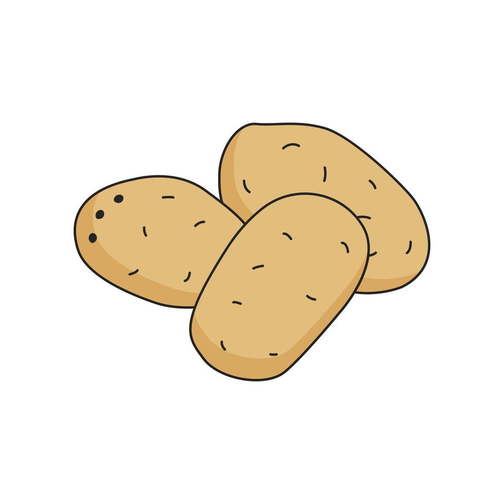 Kartoffeln isoliert auf weißem Hintergrund für Menü, Banner, Poster, Etikett, Emblem. Cartoon-Stil vektor
