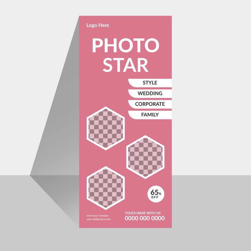 Fotografie-Rollup-Banner-Design einzigartig vektor