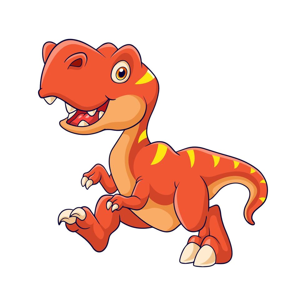 tecknad serie röd dinosaurie på vit bakgrund vektor